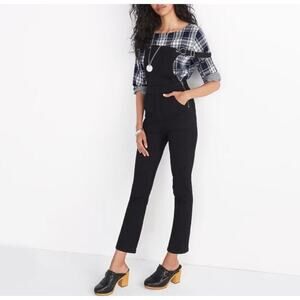 Madewell Cali Demi Bootcut Overalls Denim Jeans In Black Frost Size Small